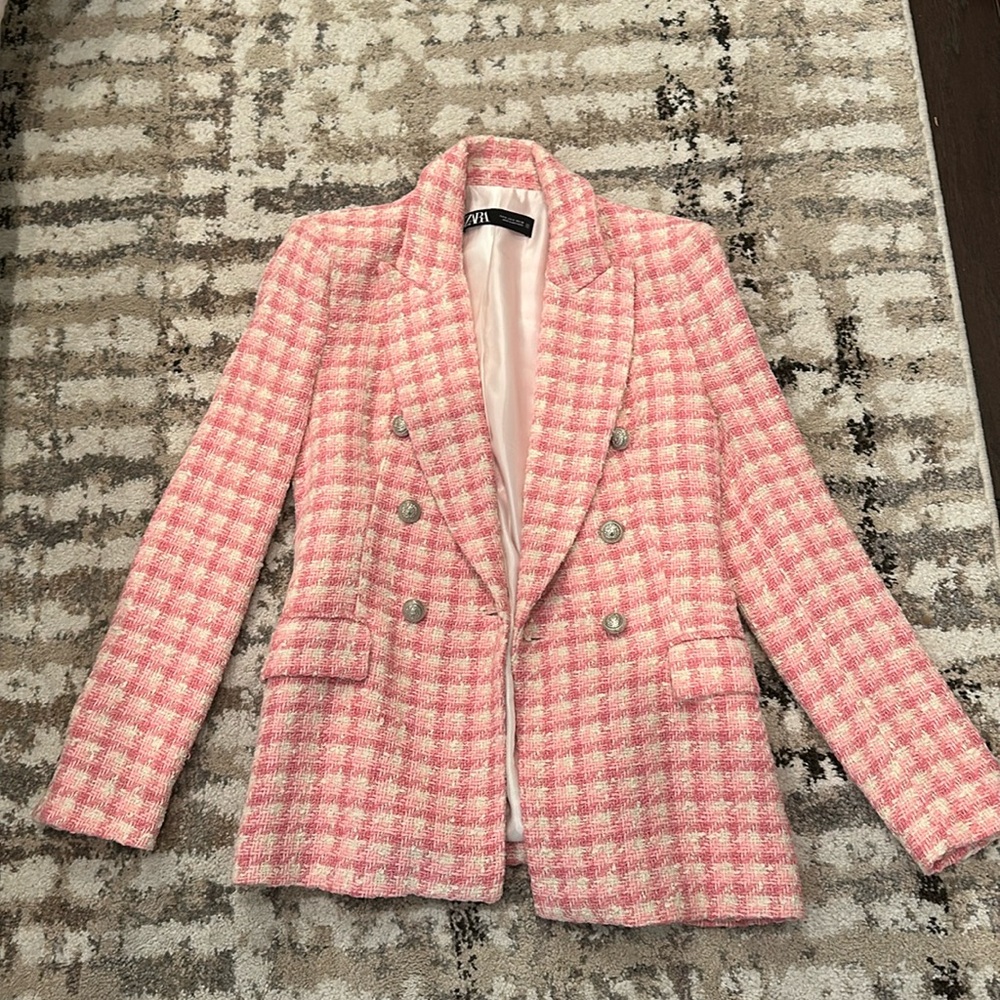 Zara Pink Plaid Blazer